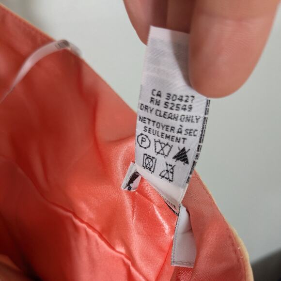 Silk Midi Dress Cocktail Gown 8P Pink Orange Vintage Fairy Y2K Ombre Nymph Glam - Picture 15 of 16